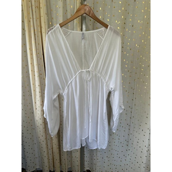 Raviva Women's Bohemian Macrame Crochet Detail Swim Cover Up Tunic Dress M - Picture 1 of 5